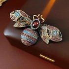 Large Retro Crystal Bee Gold Brooch Pin - Rhinestone Insect Jewelry Summer Gift