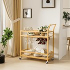 Gold Bar Cart W  Wheels Rolling Serving Storage Wine Glass Holder Kitchen Dining