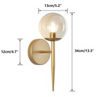 Vintage Brushed Gold Bathroom Wall Sconce Set Of Two Mid Century Modern Globe   