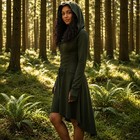 Womens Medieval Hooded Dress Viking Style Gown Renaissance Costume Cosplay Larp