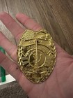 Vintage Allied Universal Security Services Old Metal Badge Gold Color