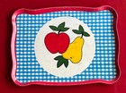 Vintage Ohio Art Co Tin Litho Child s Tea Set Fruit Apples Pears   13 Pieces