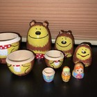 Fairy Tale Three Bears   Goldilocks Nesting Russian Dolls Matryoshka 5 Signed