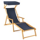Birch Wood Foldable Beach Chaise Lounge Chair   Replacement W  Adjustable Canopy