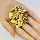 Vintage Art Deco Statement Brooch Folded Metal Gold Tone 2 25 