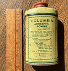 Antique Columbia Antiseptic Powder Tin 3 Oz Fc Sturtevant   Vintage Pharmacy Can