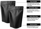 100 Pack 5 5x7 8 Inches Matte Black Mylar Stand Up Bags   100 Pack 4 3x6 3 In   