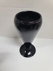Antique Vase Black Amethyst Art Glass   8 25  1920s  Usa Sterling Silver Trim
