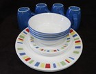        16-pc Corelle Memphis Dinnerware Set W mugs  red Blue Green Yellow Blocks