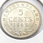 1945c Newfoundland Canada Five 5 Cent Small George Vi Whizzed Coin K975