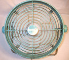 Vintage Mid Century Modern Dominion Floor Fan Aqua turquoise  teal Atomic Age