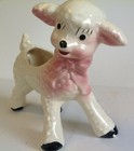 Vintage Lamb Sheep Baby Nursery Easter Retro Glazed Ceramic Planter Pink Accent