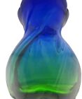 Cobalt Blue Emerald Vase Green Art Glass Flower Vintage Ombre