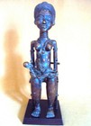 Rare Bronze Benin Baule Oba Queen African Carving Statue Custom Throne  
