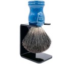 Parker Safety Razor 100  Black Badger Shaving Brush - Blue Wood Handle   Stand