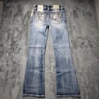 Nwt Miss Me Women   s Bootcut Jeans Size 25x30 Mid Rise Distressed Embroidered