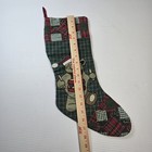 Hm Farmhouse Plaid Patchwork Boy Bear Drum Drummer Applique Christmas Stocking