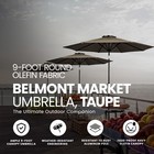 Four Seasons Courtyard 9 Foot Round Olefin Fabric Belmont Market Umbrella  Taupe