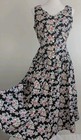 True Vtg 80s Floral Cottagecore  Sundress Jumper Button Midi Dress Tie Back 6 8