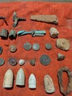  Civil War Bullets   Assorted Relics Eagle I Buttons Flat Buttons Waterloo Al
