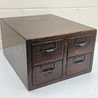 Antique  4  Drawer Tiger Oak 3x5 Card Catalog Library Bureau Index File Cabinet