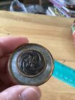 Vtg Metal Antique Art Nouveau 1  1 4    Brass Domed Button Flower