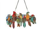Tiffany Style Stained Glass Window Panel Flock Of Birds With A Cardinal