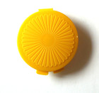 Tupperware Round Vintage Clamshell Pill Case Yellow  New Box  Keeper Holder Case