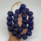2 22 Lbs  24mm-28mm  1 Strand  24 Beads  Blue Round Sea Glass Beads   B35658