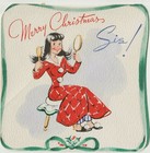 Vintage Christmas Pop Up Greeting Card Teenage Teen Winking Girl Unused
