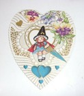 Antique Heart Shaped Valentine W  Girl Wearing Hat And Red Cape