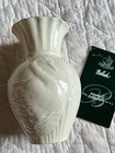 Irish Belleek  2257 Swan Vase Ivory Gold Rim 2 75 x5 5  Fine Porcelain Unused