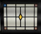 Geometric Old English Leaded Stained Glass Window 20 x 16 1 2 