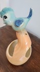 Vintage 1950s Mid-century Blue Bird String Holder 1960s Kitschy Planter Sewing