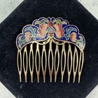 Vintage Cloisonn   Enamel Floral Hair Comb Gold Tone Butterfly Style 2 5        