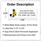 60 Return Address Labels Personalized Stickers 3 4 X 2 1 4 Sunflower Monogram