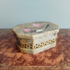 Vintage Indian Green Stone Inlaid Mother Of Pearl Trinket Pot Hand Made India