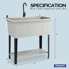 37-gallon Plastic Utility Sink With Faucet  36  Heightened Basin   Storage Shelf
