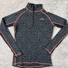 Icewear Women Base Layer Set Grey Orange Nordic Snowflake Quarter Zip Leggings S