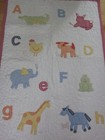 Pottery Barn Kids Baby Crib Quilt Blanket Abc s Animals Red  green Check 34 X 48