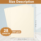 28 Sheets Cream Cardstock 8 5 X 11 Off White Paper  250gsm 92lb Thick Ivory C   