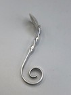 Antique Sterling Silver Curved Handle Spoon 4 25    Marked Hand Made