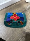 Mexican Hand-embroidered Floral Leather Clutch Wallet From Oaxaca