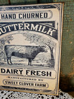 Primitive Antique Vintage Dairy Cow Farm Print Art Sign Advertise Canvas 8 X 10