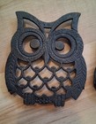 Vintage Cast Iron Trivet  Black Owls Set Of 3 Hot Plates Rustic Mcm Decor