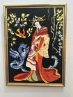 Framed Needlepoint Geisha With Dragon