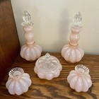 Fenton Glass vintage  rose  Melon Vanity Set  Powder Box   Perfumes 