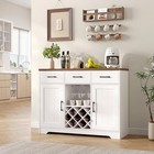 Modern Buffet Cabinet With Storage - White  3 Drawers  2 Adjustable Shelves - 