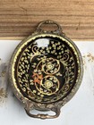 Vintage Hua Rong Tang Zhi Porcelain Brass Footed Bowl Chinese Floral 8 5