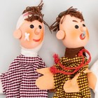 Set Of 4 Vintage Hand Puppets Painted Wood Heads With Cloth Bodies 12  Tall